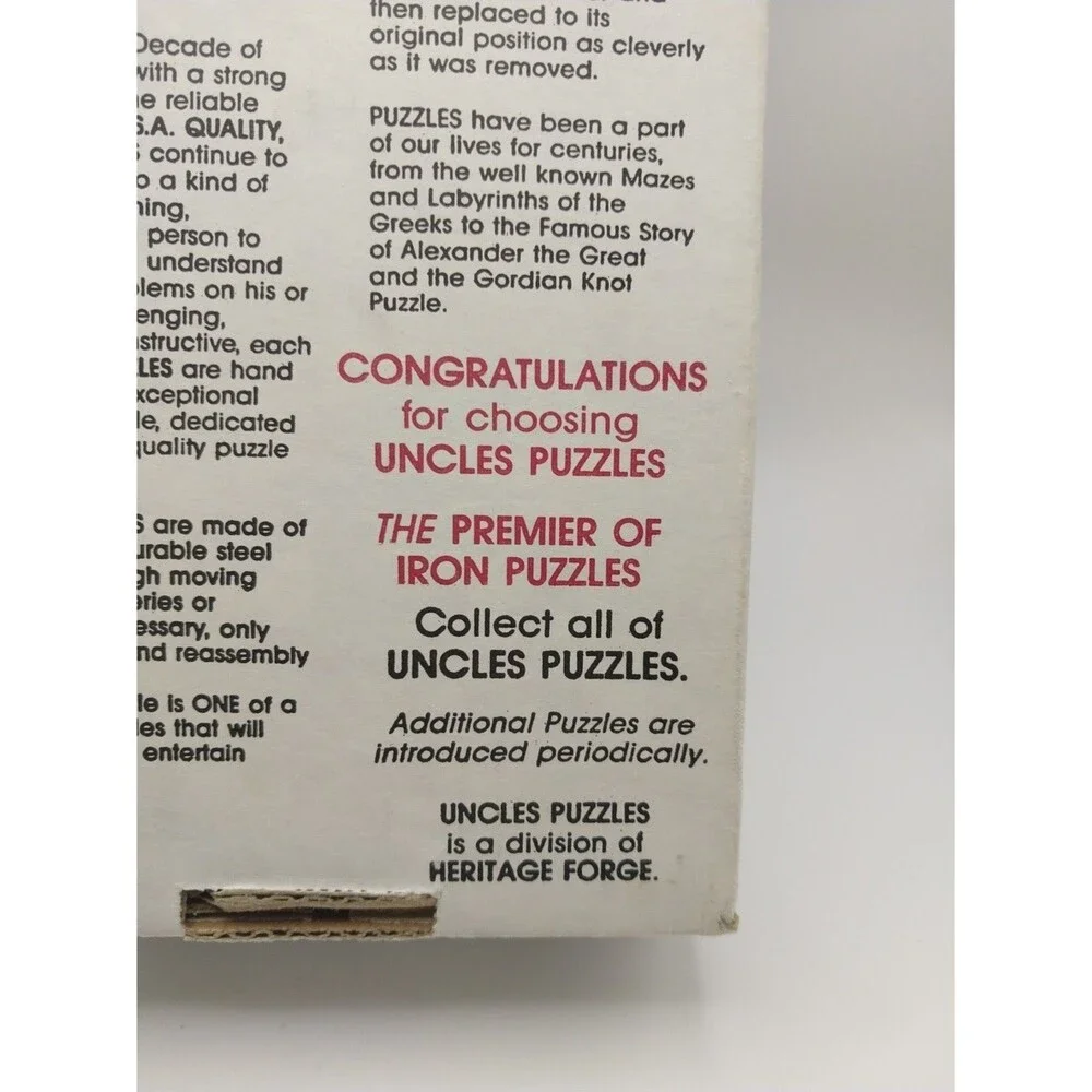 Uncles Puzzles Challenger Metal Disentanglement Intense Difficulty Vintage